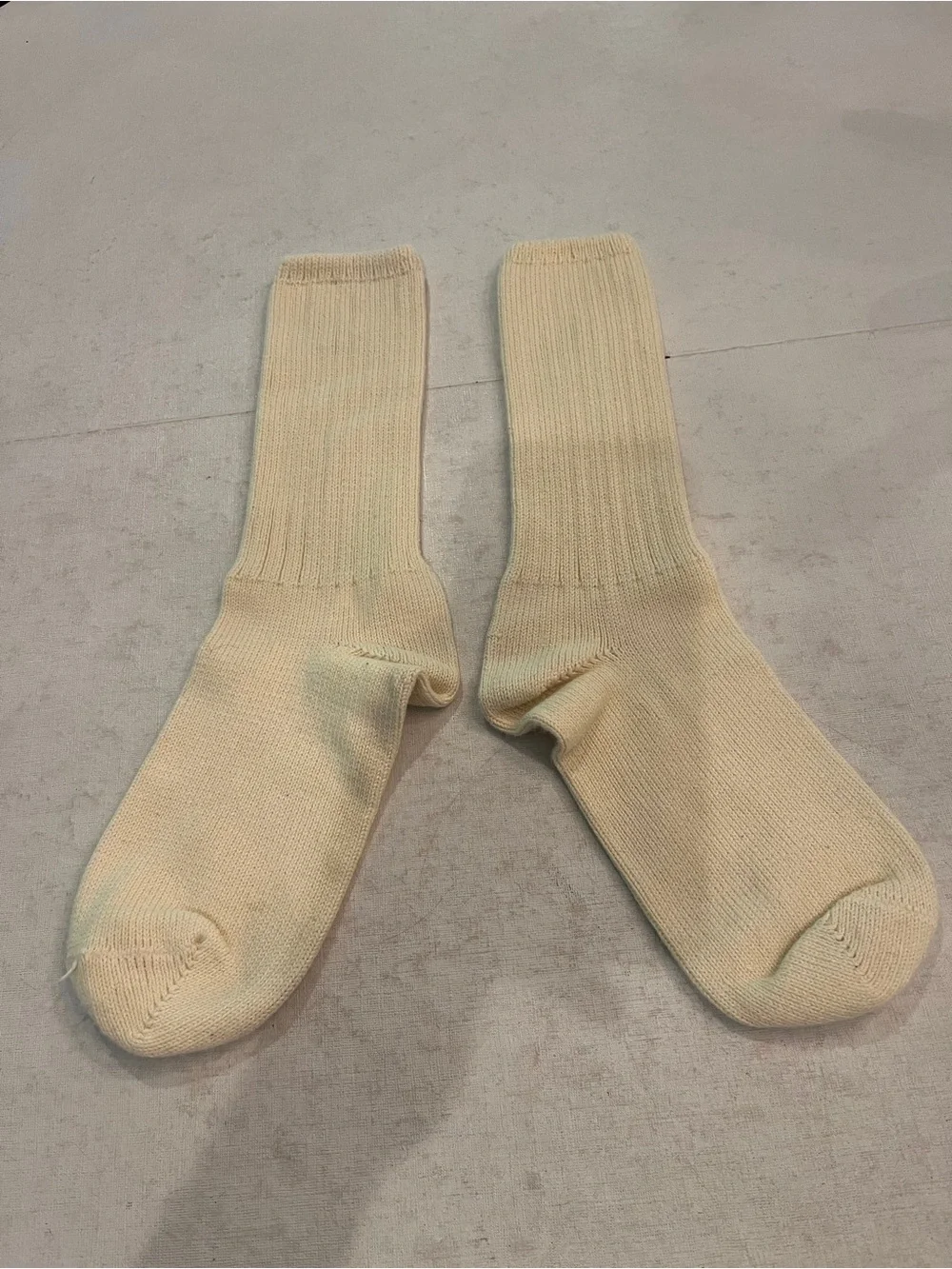 Vintage style Giorgio Armani Cream Ribbed Crew Socks with GA ankle Embroidery.